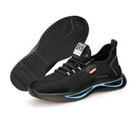 HANCHE Breathable Work Safety Shoes, Anti-Smash and Anti-Puncture Steel-Toed Shoes, Non-Slip Labor Insurance Shoes, Lightweight and Wear-Resistant Protective Sneakers(EU 43)