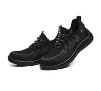 HANCHE Breathable Work Safety Shoes, Non-Slip and Wear-Resistant Labor Insurance Shoes, Anti-Smash and Anti-Puncture Steel-Toed Shoes, Outdoor Adventure Protection Sneaker(Black,EU 40)