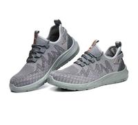 HANCHE Breathable Work Safety Shoes, Non-Slip and Wear-Resistant Labor Insurance Shoes, Anti-Smash and Anti-Puncture Steel-Toed Shoes, Outdoor Adventure Protection Sneaker(Grey,EU 42)