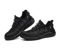HANCHE Breathable Work Safety Shoes, Non-Slip and Wear-Resistant Labor Insurance Shoes, Anti-Smash and Anti-Puncture Steel-Toed Shoes, Outdoor Adventure Protection Sneaker(Black,EU 37)