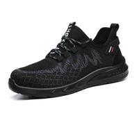 HANCHE Breathable Work Safety Shoes, Non-Slip and Wear-Resistant Labor Insurance Shoes, Anti-Smash and Anti-Puncture Steel-Toed Shoes, Outdoor Adventure Protection Sneaker(Black,EU 39.5)