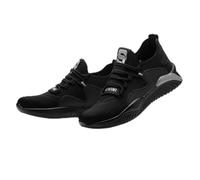 HANCHE Breathale Work Safety Shoes, Steel Toe Shoes for Men and Women, Anti-Smash and Anti-Puncture Labour Insurance Shoes, Lightweight Adventure Protection Sneakers(Black-Gray,EU 38)