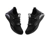 HANCHE Breathale Work Safety Shoes, Steel Toe Shoes for Men and Women, Anti-Smash and Anti-Puncture Labour Insurance Shoes, Lightweight Adventure Protection Sneakers(Black-Gray,EU 45)