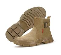 HANCHE High-Top Work Safety Shoes, Suede Welders Anti-Scald Protection Shoes, Anti-Smash and Anti-Puncture Steel-Toed Shoes, Wear-Resistant and Non-Slip Labor Insurance Shoes(EU 43)