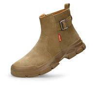 HANCHE High-Top Work Safety Shoes, Suede Welders Anti-Scald Protection Shoes, Anti-Smash and Anti-Puncture Steel-Toed Shoes, Wear-Resistant and Non-Slip Labor Insurance Shoes(EU 41)