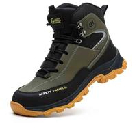 HANCHE High-Topped Work Safety Shoes, Anti-Smash and Anti-Puncture Labour Insurance Shoes, Splash-Proof Steel Toes Protection Shoes, Non-Slip Adventure Sneakers(Green,45 EU)