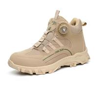 HANCHE Knob Work Safety Shoes, Labour Insurance Shoes, Smash and Puncture Resistant Steel Toe Footwear, Outdoor Adventure Protection Sneakers(Beige,EU 41)