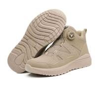 HANCHE Knob Work Safety Shoes, Labour Insurance Shoes, Smash and Puncture Resistant Steel Toe Footwear, Outdoor Adventure Protection Sneakers(Beige,41.5 EU)