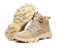 HANCHE Knob Work Safety Shoes, Labour Insurance Shoes, Smash and Puncture Resistant Steel Toe Footwear, Outdoor Adventure Protection Sneakers(Beige,EU 43)