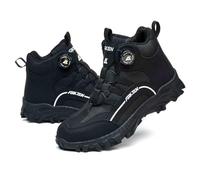 HANCHE Knob Work Safety Shoes, Labour Insurance Shoes, Smash and Puncture Resistant Steel Toe Footwear, Outdoor Adventure Protection Sneakers(Black,EU 38)