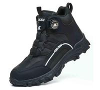 HANCHE Knob Work Safety Shoes, Labour Insurance Shoes, Smash and Puncture Resistant Steel Toe Footwear, Outdoor Adventure Protection Sneakers(Black,EU 40)