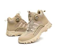 HANCHE Knob Work Safety Shoes, Labour Insurance Shoes, Smash and Puncture Resistant Steel Toe Footwear, Outdoor Adventure Protection Sneakers(Beige,EU 42)