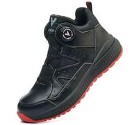 HANCHE Knob Work Safety Shoes, Labour Insurance Shoes, Smash and Puncture Resistant Steel Toe Footwear, Outdoor Adventure Protection Sneakers(Black,EU 41.5)