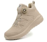 HANCHE Knob Work Safety Shoes, Labour Insurance Shoes, Smash and Puncture Resistant Steel Toe Footwear, Outdoor Adventure Protection Sneakers(Beige,40 EU)