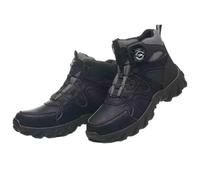 HANCHE Mid-Top Work Safety Shoes, Button-Down Lace Labour Insurance Shoes, Anti-Smash and Anti-Puncture Steel Toe Shoes, Outdoor Adventure Sneakers(Black,38.5 EU)