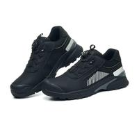 HANCHE Work Safety Shoes, Anti-Smash and Anti-Puncture Labour Insurance Shoes, Button-Down Lace Steel Toe Protection Shoes, Anti-Slip Adventure Sneakers(Black,43 EU)