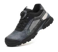 HANCHE Work Safety Shoes, Anti-Smash and Anti-Puncture Labour Insurance Shoes, Button-Down Lace Steel Toe Protection Shoes, Anti-Slip Adventure Sneakers(Grey,39 EU)