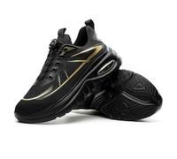 HANCHE Work Safety Shoes, Button-Down Lace Labour Insurance Shoes, Smash and Puncture Resistant Steel Toe Sneakers, Lightweight Outdoor Adventure Protection Footwear(Black,EU 47)