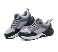 HANCHE Work Safety Shoes, Button-Down Lace Steel Toe Protection Shoes, Anti-Smash and Anti-Puncture Labour Insurance Shoes, Anti-Slip Adventure Sneakers(Grey,41.5 EU)