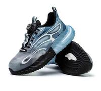 HANCHE Work Safety Shoes for Men and Women, Impact-Resistant and Puncture-Resistant Labour Insurance Shoes, Durable Popcorn Sole Protection Footwear, Steel-Toed Adventure Sneakers(Blue,EU 36)