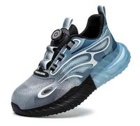 HANCHE Work Safety Shoes for Men and Women, Impact-Resistant and Puncture-Resistant Labour Insurance Shoes, Durable Popcorn Sole Protection Footwear, Steel-Toed Adventure Sneakers(Blue,EU 43)