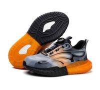 HANCHE Work Safety Shoes for Men and Women, Impact-Resistant and Puncture-Resistant Labour Insurance Shoes, Durable Popcorn Sole Protection Footwear, Steel-Toed Adventure Sneakers(Orange,EU 35)