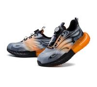 HANCHE Work Safety Shoes for Men and Women, Impact-Resistant and Puncture-Resistant Labour Insurance Shoes, Durable Popcorn Sole Protection Footwear, Steel-Toed Adventure Sneakers(Orange,EU 36)