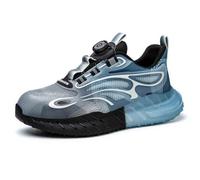 HANCHE Work Safety Shoes for Men and Women, Impact-Resistant and Puncture-Resistant Labour Insurance Shoes, Durable Popcorn Sole Protection Footwear, Steel-Toed Adventure Sneakers(Blue,EU 44)