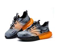 HANCHE Work Safety Shoes for Men and Women, Impact-Resistant and Puncture-Resistant Labour Insurance Shoes, Durable Popcorn Sole Protection Footwear, Steel-Toed Adventure Sneakers(Orange,EU 41.5)