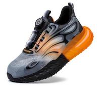 HANCHE Work Safety Shoes for Men and Women, Impact-Resistant and Puncture-Resistant Labour Insurance Shoes, Durable Popcorn Sole Protection Footwear, Steel-Toed Adventure Sneakers(Orange,EU 43)
