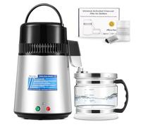 Hanchen Distillateur D'eau en Acier Inoxydable 304 750W Machine à Eau Distillée Conception à Double Bouton Purificateur D'eau 4L/1Gal Avec Nettoyeur de Distillateur et Filtre à Charbon Approuvé CE