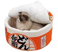 Hanches de lit Amusantes pour Chats - Design de Nouilles instantanées Fun, intérieur Doux, Structure enveloppante, Coussin Chaud | Lit de Chat en Hiver, Maison Confortable, cachette Confortable,