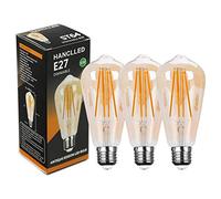 HANCLLED Ampoule LED E27 ST64 Dimmable Blanc Chaud 6W Vintage Edison LED Filament Ampoules Ambre Décoratif Lampe Ampoules Luminaires et Eclairage 60W Incandescent Remplacement [Paquet de 3]