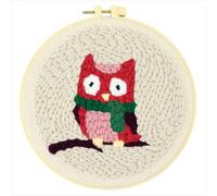 Hancool Kit de broderie pour enfants et adultes débutants - Instructions de découpe pour aiguilles à broder - Fils à motif, cercles à broder et outils inclus (chouette)