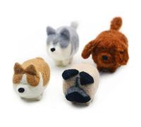 Hancool Kit de Feutrage à l'Aiguille pour Débutants - Fournitures en Laine - Bricolage Animaux 3D - Chat Sans Visage, Poméranie, Collie, Carlin et Beagle - 4 en 1 (Marron)
