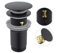 HanCrobiyx Bonde de Lavabo avec/sans Trop-Plein, Bonde Clic Clac avec Panier Filtrant, Bouchon Vidage Pop-Up for Salle de Bain, Universel G 1 1/4, Noir