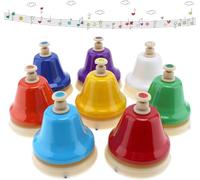 Hand Bells 8 Notes, Music Desk Bells Musical Percussion Instrument, Diatonic Music Table Bell for Teaching Church Chorus, Family Party, Colorful Diatonic HandBells, Preschool Musical Learning Nice pro