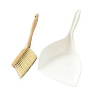 Hand Broom and Dustpan Set, Mini Brush with Wooden Handle Dense Bristles, Compact Cleaning Tool for Pet Litter Crumbs Hair and Small Debris, Tabletop Bedroom Living Room Counter Use, oval white