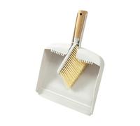 Hand Broom and Dustpan Set, Mini Brush with Wooden Handle Dense Bristles, Compact Cleaning Tool for Pet Litter Crumbs Hair and Small Debris, Tabletop Bedroom Living Room Counter Use, square white