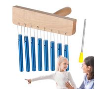 Hand Chimes - Wood 8 Tone Musical Chimes, 9.84x6.69 Inches Solid Aluminum Tube Musical Device with Mallet, High-Resonance Percussion Instrument, Classroom Management Tool for Indoor Home