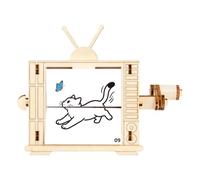 Hand-Cranked Animation Kit - Retro TV Phenakistoscope Mirror STEM Science | Handmade Wooden Model | Building Kits For Kid STEM Experiment Toy | Battery-Free Hand Cranked Animation Machine For Ages 8-12