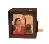 Hand Cranked Photo Album, Desktop Picture Frame, 3.15x3.15x3.15 inches Light Feature, Rotating Design, Perfect for Family, Couples, Friends, Women, Valentine's Day Presents, Home Decoration