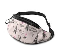 Hand Drawn Paris Heart Fanny Pack for Men Women, Crossbody Waist Bag Pack, Belt Bag for Travel Walking Running Randonnée Cyclisme