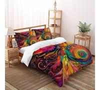 Hand Drawn Phoenix coloré Parure De Lit Art Housse De Couette 3 Pièces Décor De Chambre en Microfibre Couple avec 1 Taie d'oreiller Super King(260x220cm)