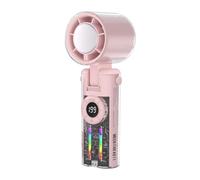 Hand Fan - Rechargeable Hand Fan, USB Rechargeable Handheld F́an With Colorful Lights, High-speed 199-level Small F̀an, Digital Display Hot Weather Must Have With 199 Wind Modes For Girls Boys Teens Y