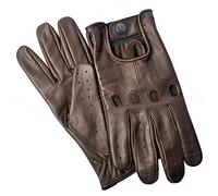 Hand Fellow Gants de conduite chauffeur en cuir pour homme style rétro vintage sans doublure, marron, S
