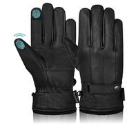 Hand Fellow Gants d'hiver en cuir nappa doux et doublure en polaire chaude pour homme, Noir , L