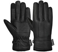 Hand Fellow Gants d'hiver en cuir nappa doux et doublure en polaire chaude pour homme, Noir , XXL