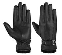 Hand Fellow Gants d'hiver en peau de mouton véritable pour femme - Doublure polaire - Pour écran tactile, Tissu côtelé tendance, S