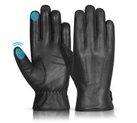 Hand Fellow Hommes Mode Conduite Noir Gants En Cuir Laine Doublure Cachemire Polaire Écran Tactile Compatible Extérieur En Cuir Gants De Conduite Hiver Chaud En Cuir Gant, Noir, XL